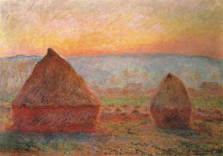 Monet — Grainstacks at Giverny, sunset